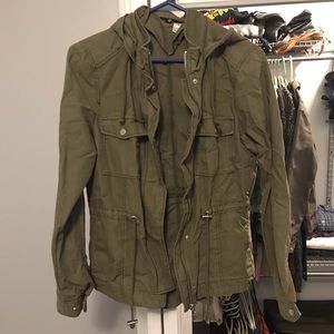 Hooded green army jacket